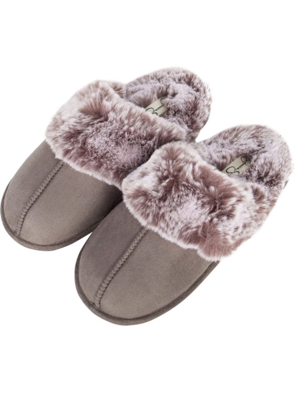 NWOT Jessica Simpson grey cozy faux fur slippers size 7/8